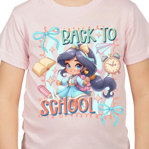Princess Jasmine Chibi Back to shool graphic T-shirt for kids - Picture 3 of 5